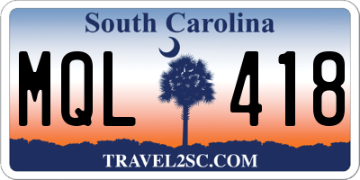 SC license plate MQL418