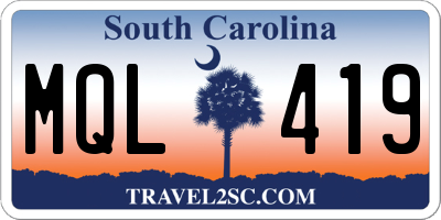 SC license plate MQL419