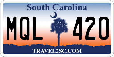 SC license plate MQL420