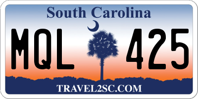 SC license plate MQL425