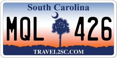 SC license plate MQL426
