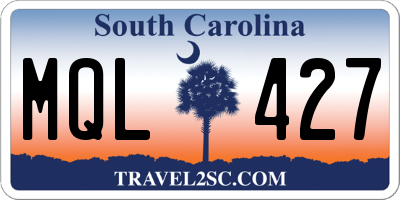 SC license plate MQL427