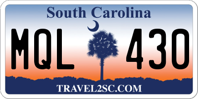SC license plate MQL430