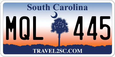 SC license plate MQL445
