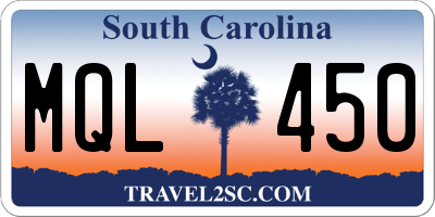 SC license plate MQL450