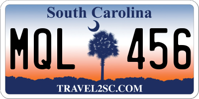 SC license plate MQL456