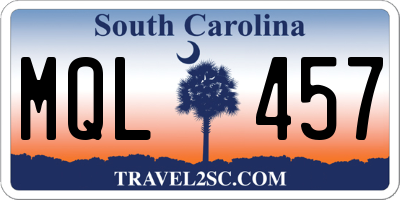 SC license plate MQL457