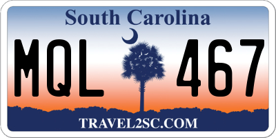 SC license plate MQL467