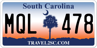 SC license plate MQL478