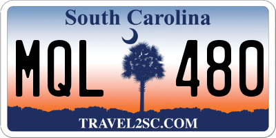SC license plate MQL480