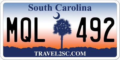 SC license plate MQL492
