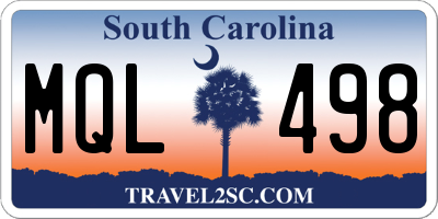 SC license plate MQL498