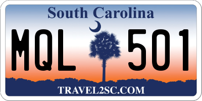 SC license plate MQL501
