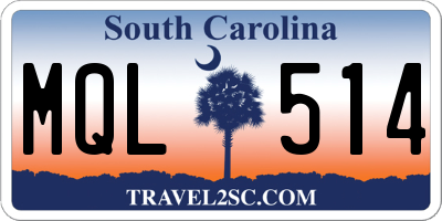 SC license plate MQL514