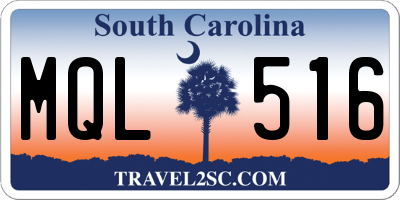 SC license plate MQL516