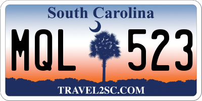 SC license plate MQL523