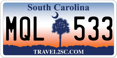 SC license plate MQL533