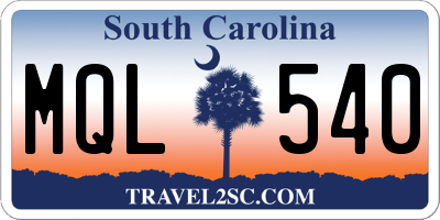 SC license plate MQL540