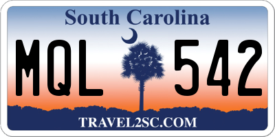 SC license plate MQL542