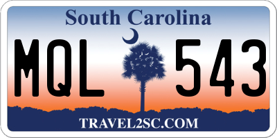 SC license plate MQL543