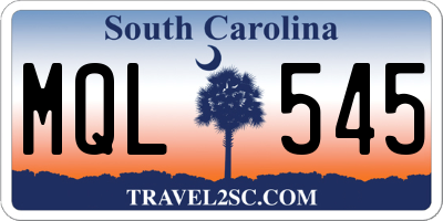 SC license plate MQL545