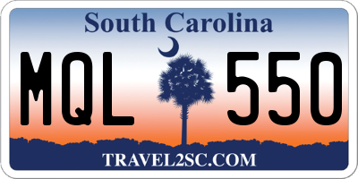 SC license plate MQL550