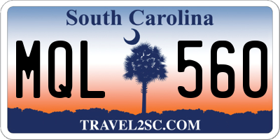 SC license plate MQL560
