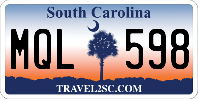 SC license plate MQL598
