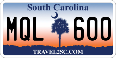 SC license plate MQL600