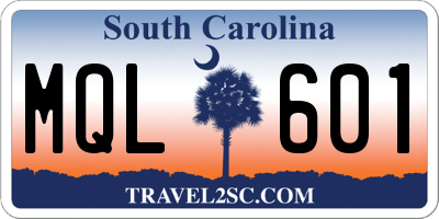 SC license plate MQL601