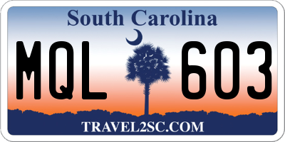 SC license plate MQL603