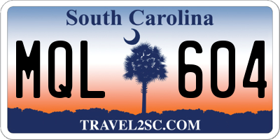 SC license plate MQL604