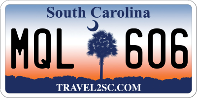 SC license plate MQL606