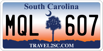 SC license plate MQL607