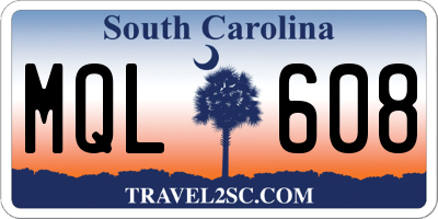 SC license plate MQL608