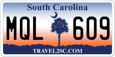 SC license plate MQL609