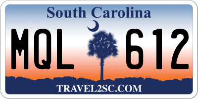 SC license plate MQL612