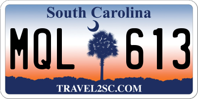 SC license plate MQL613