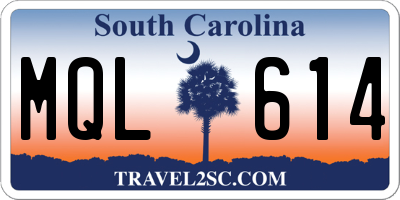 SC license plate MQL614