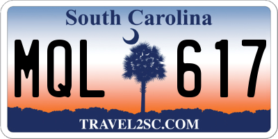 SC license plate MQL617