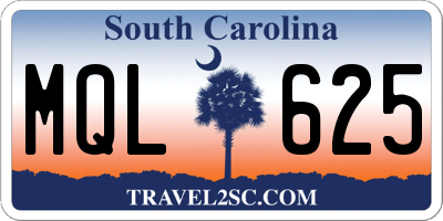 SC license plate MQL625
