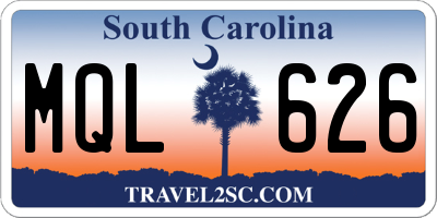 SC license plate MQL626
