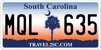 SC license plate MQL635