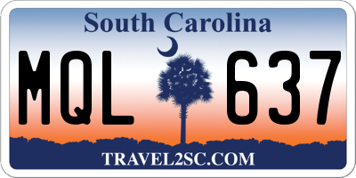 SC license plate MQL637
