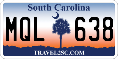 SC license plate MQL638