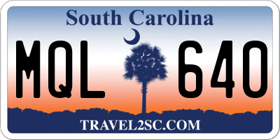 SC license plate MQL640