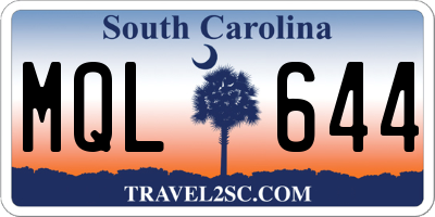 SC license plate MQL644