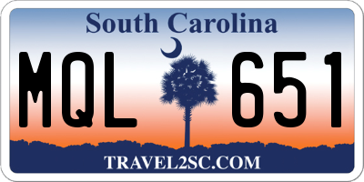 SC license plate MQL651