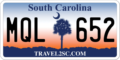 SC license plate MQL652