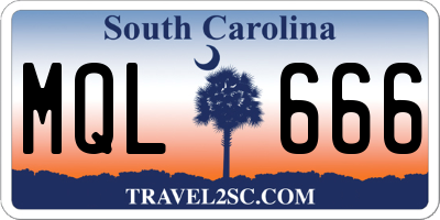 SC license plate MQL666